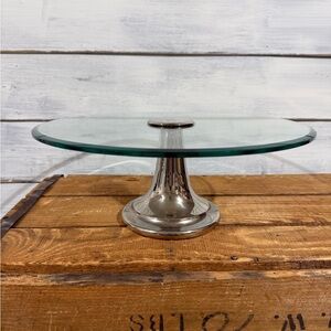 Crate&Barrel Silver/glass  Cake Pedestal